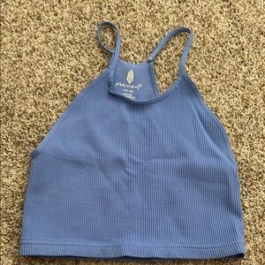 Free People Blue Ribbed Halter Top